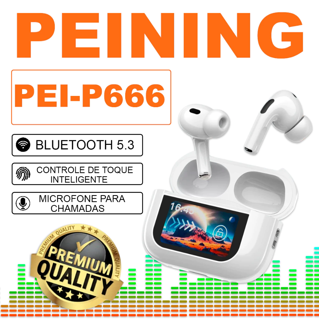 FONE DE OUVIDO S/ FIO TELA TOUCH PEI-P666